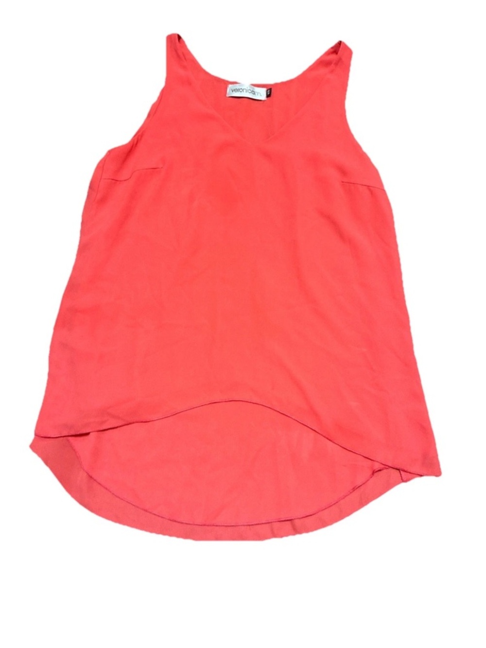 Veronica M Coral V-Neck Sleeveless Tank Top Pullover Wide Strap Size xs